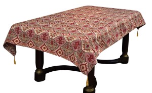 Obrus turecki 140 x 200 cm - tkany orientalny Ethnic czerwono-szary